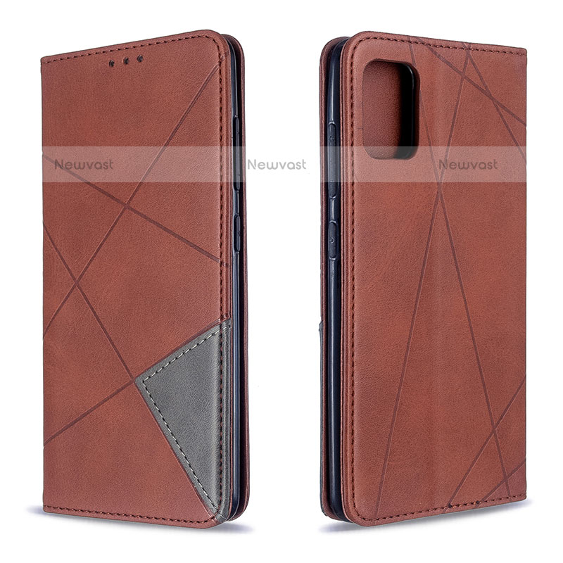 Leather Case Stands Flip Cover Holder B07F for Samsung Galaxy A51 4G Brown