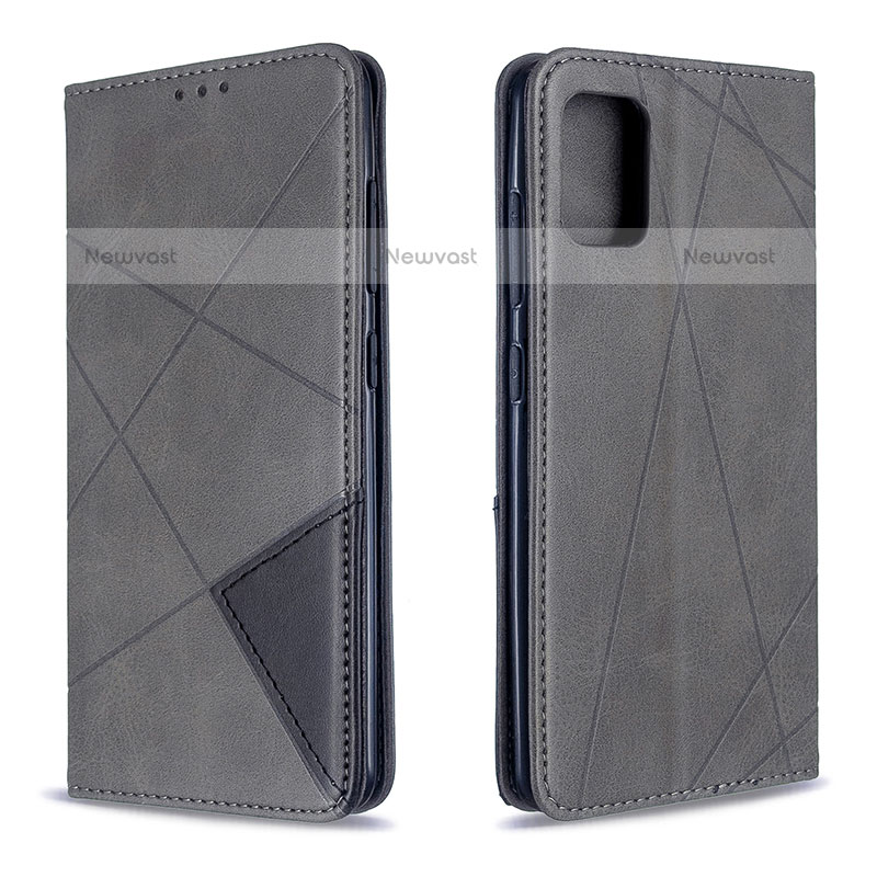 Leather Case Stands Flip Cover Holder B07F for Samsung Galaxy A51 4G Gray