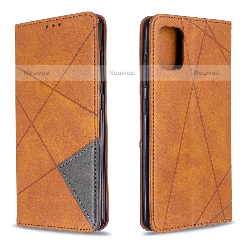 Leather Case Stands Flip Cover Holder B07F for Samsung Galaxy A51 4G Light Brown