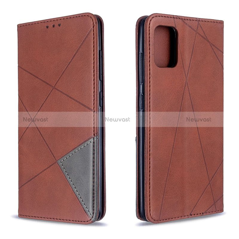 Leather Case Stands Flip Cover Holder B07F for Samsung Galaxy M40S Brown