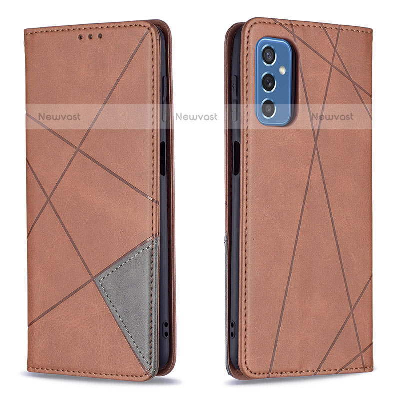 Leather Case Stands Flip Cover Holder B07F for Samsung Galaxy M52 5G Brown