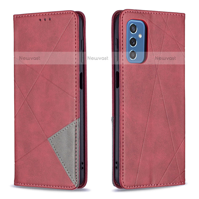 Leather Case Stands Flip Cover Holder B07F for Samsung Galaxy M52 5G Red