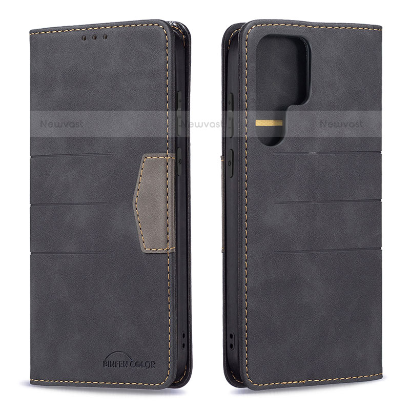 Leather Case Stands Flip Cover Holder B07F for Samsung Galaxy S22 Ultra 5G Black