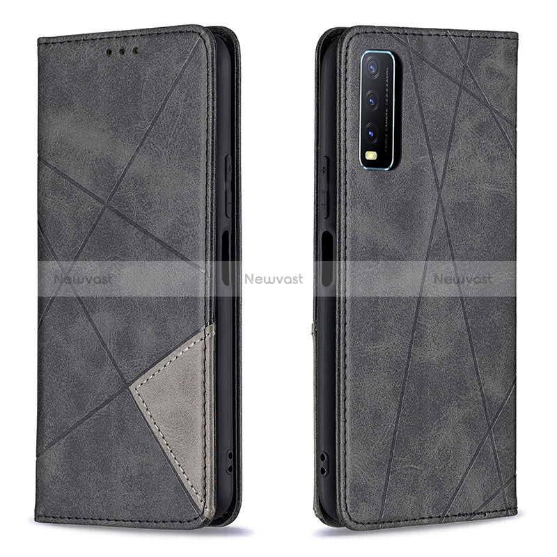 Leather Case Stands Flip Cover Holder B07F for Vivo Y30 Black