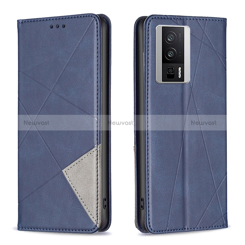 Leather Case Stands Flip Cover Holder B07F for Xiaomi Poco F5 Pro 5G Blue