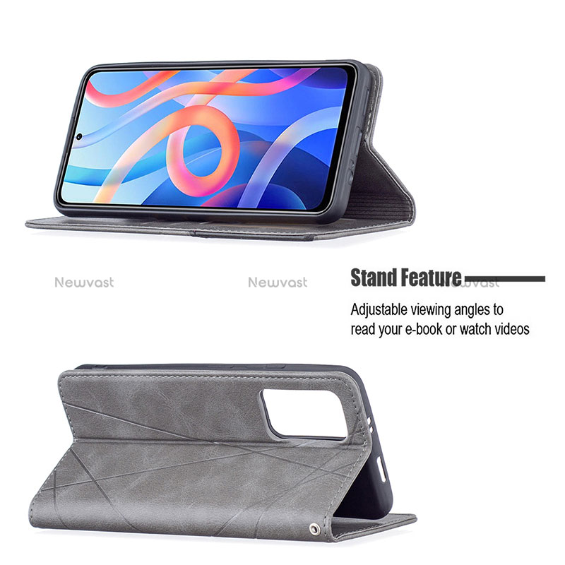 Leather Case Stands Flip Cover Holder B07F for Xiaomi Poco M4 Pro 5G