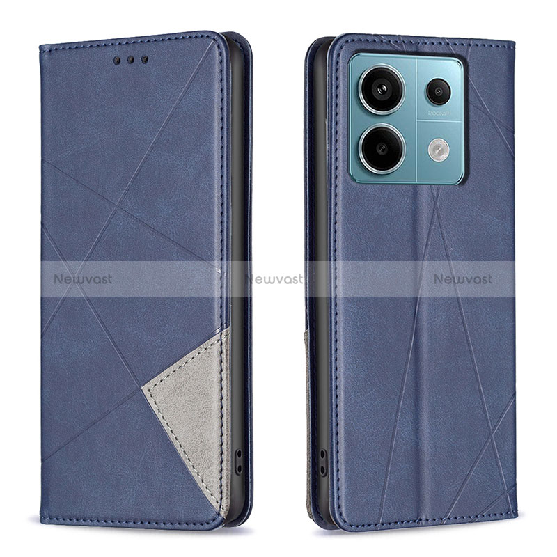 Leather Case Stands Flip Cover Holder B07F for Xiaomi Redmi Note 13 Pro 5G Blue