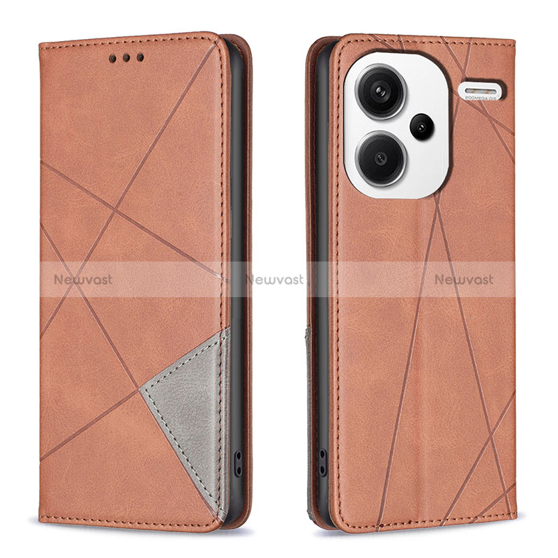 Leather Case Stands Flip Cover Holder B07F for Xiaomi Redmi Note 13 Pro+ Plus 5G