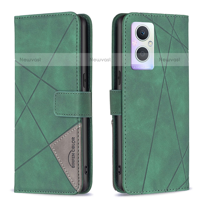 Leather Case Stands Flip Cover Holder B08F for OnePlus Nord N20 5G Green