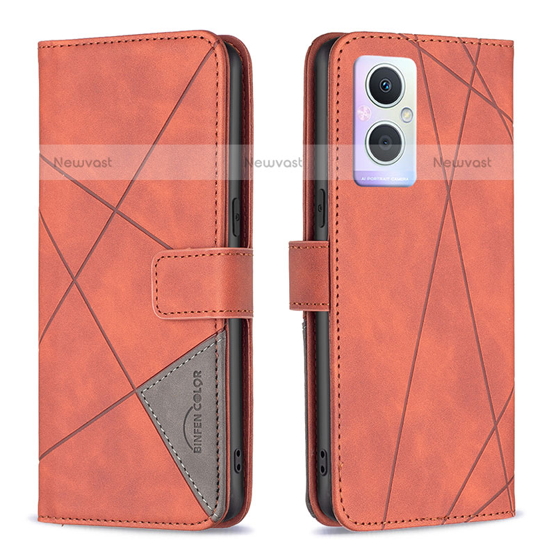 Leather Case Stands Flip Cover Holder B08F for OnePlus Nord N20 5G Orange