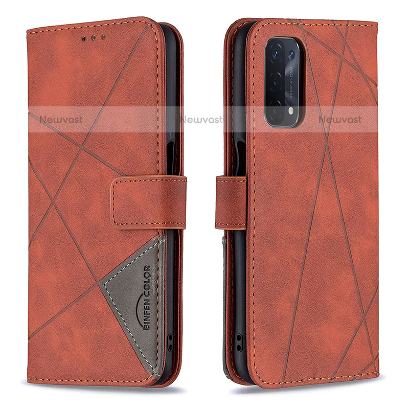 Leather Case Stands Flip Cover Holder B08F for OnePlus Nord N200 5G