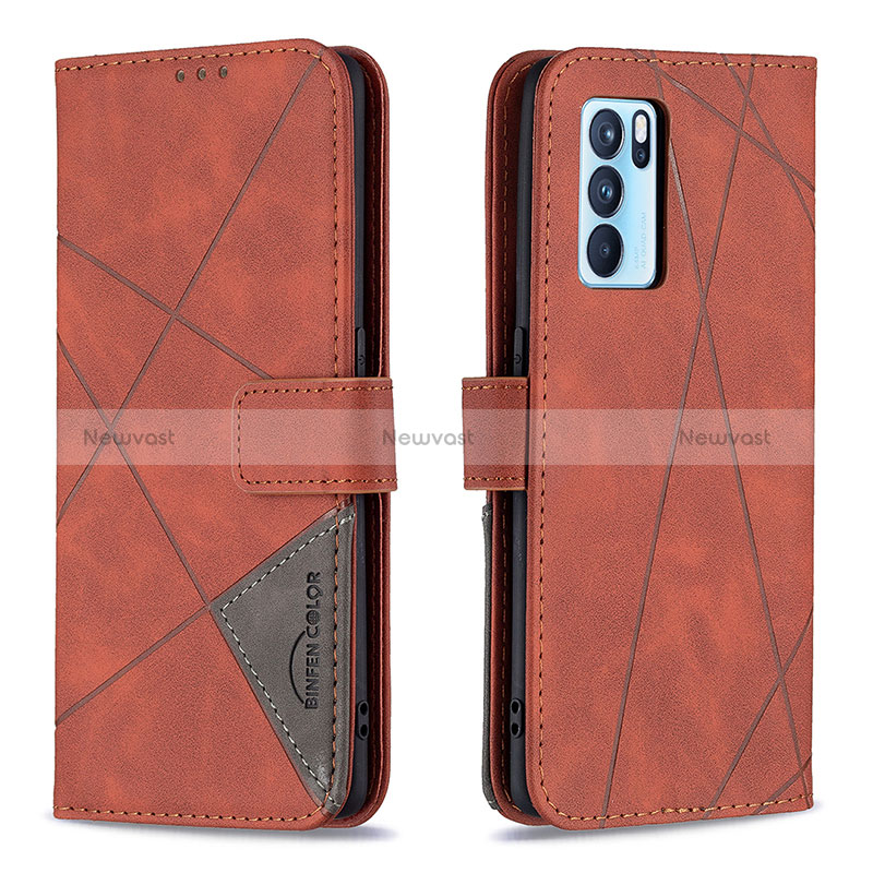 Leather Case Stands Flip Cover Holder B08F for Oppo Reno6 Pro 5G India