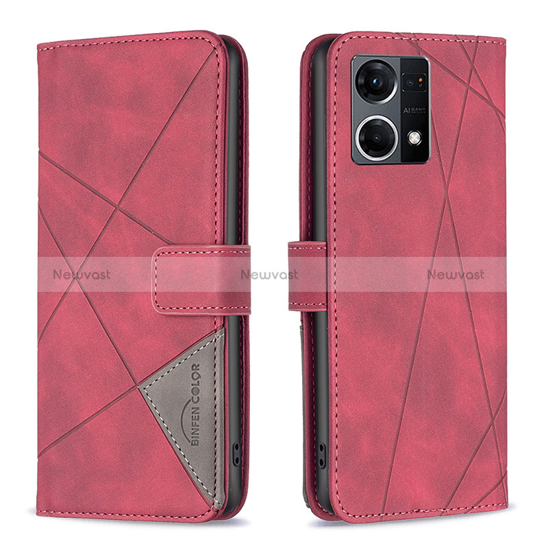 Leather Case Stands Flip Cover Holder B08F for Oppo Reno7 4G