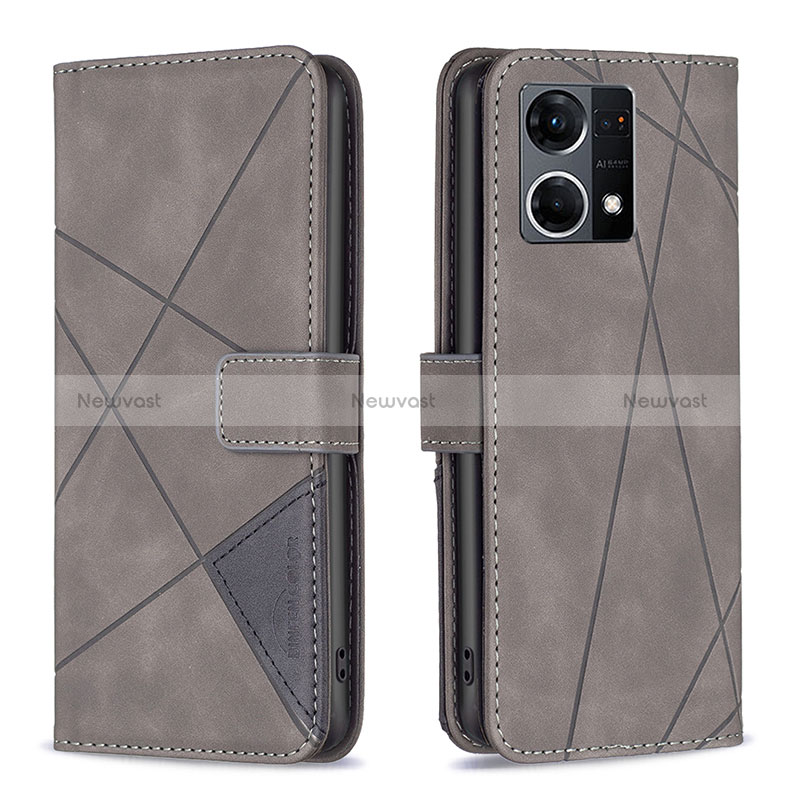 Leather Case Stands Flip Cover Holder B08F for Oppo Reno7 4G