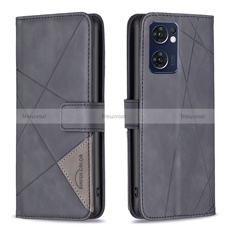 Leather Case Stands Flip Cover Holder B08F for Oppo Reno7 5G