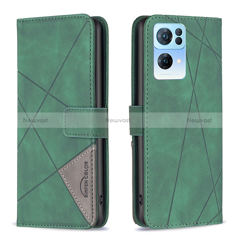 Leather Case Stands Flip Cover Holder B08F for Oppo Reno7 Pro 5G