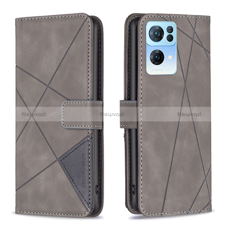 Leather Case Stands Flip Cover Holder B08F for Oppo Reno7 Pro 5G