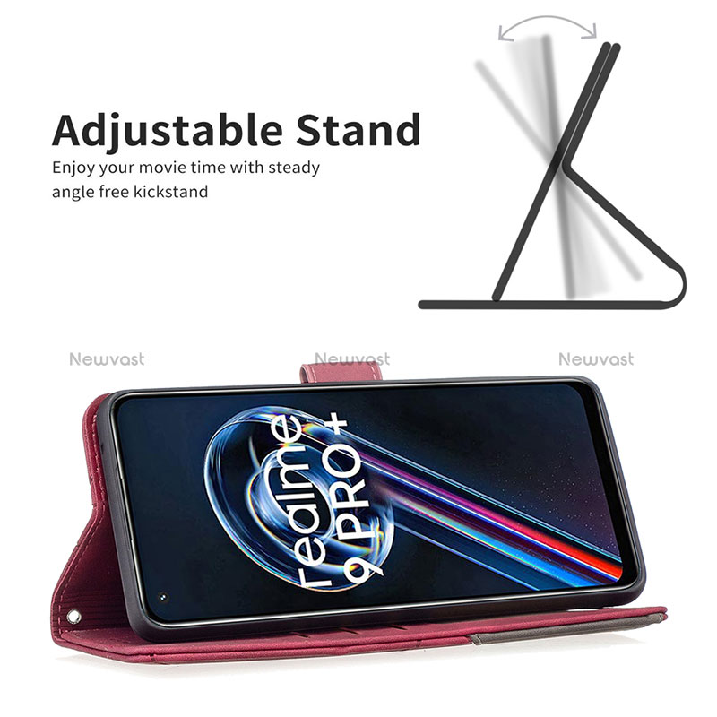 Leather Case Stands Flip Cover Holder B08F for Realme 9 Pro+ Plus 5G
