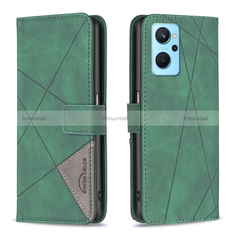 Leather Case Stands Flip Cover Holder B08F for Realme 9i 4G
