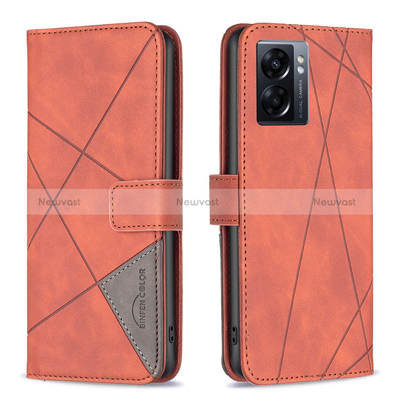 Leather Case Stands Flip Cover Holder B08F for Realme V23 5G Orange