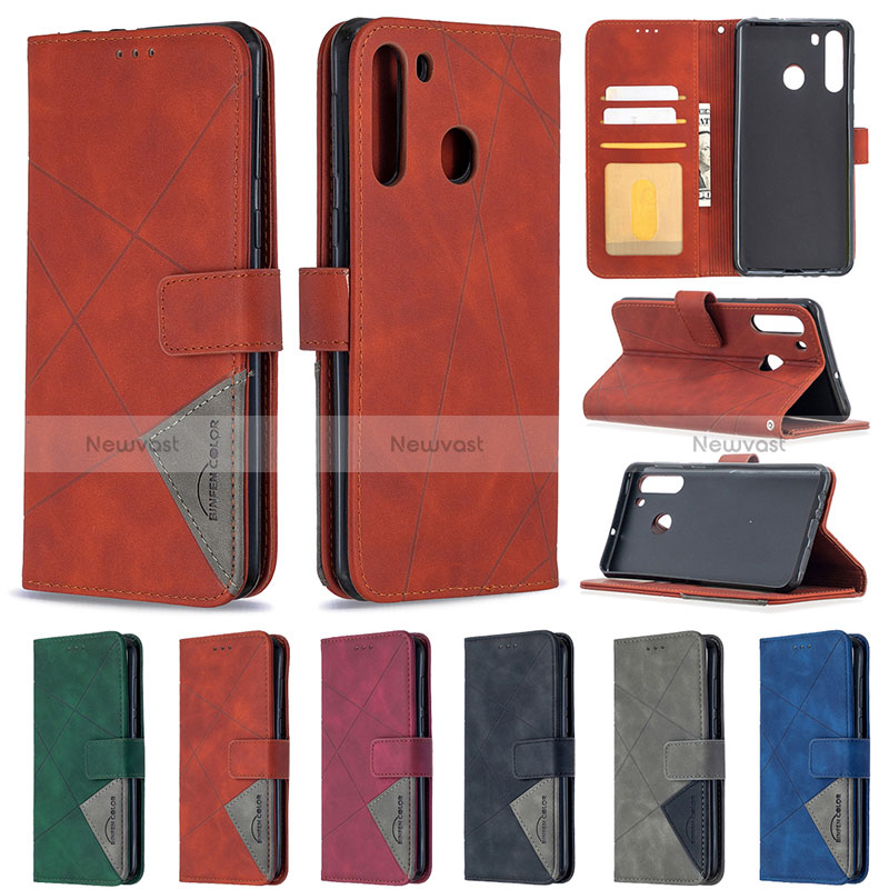 Leather Case Stands Flip Cover Holder B08F for Samsung Galaxy A21