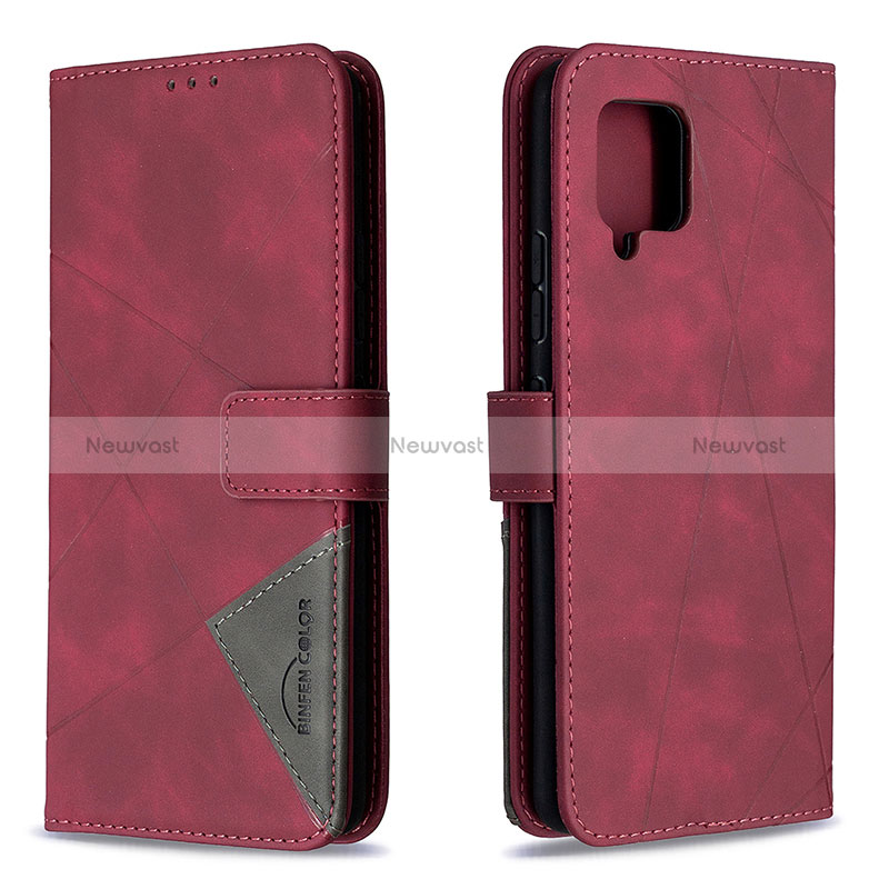 Leather Case Stands Flip Cover Holder B08F for Samsung Galaxy A42 5G Red