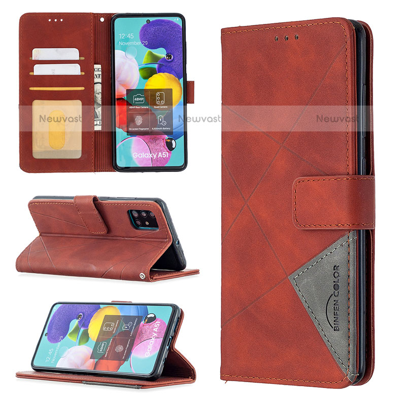 Leather Case Stands Flip Cover Holder B08F for Samsung Galaxy A51 4G