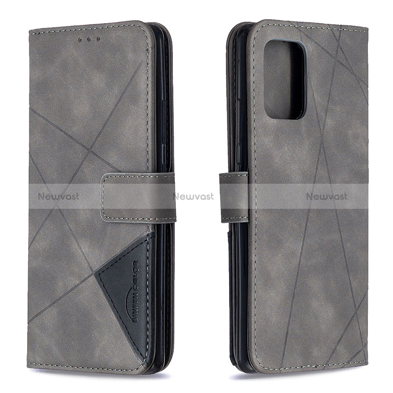 Leather Case Stands Flip Cover Holder B08F for Samsung Galaxy M80S Gray