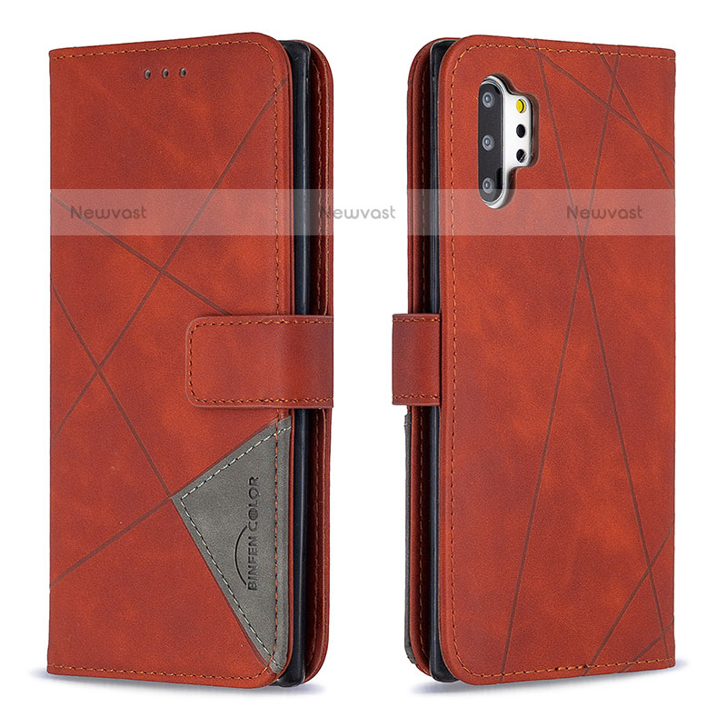 Leather Case Stands Flip Cover Holder B08F for Samsung Galaxy Note 10 Plus 5G Orange