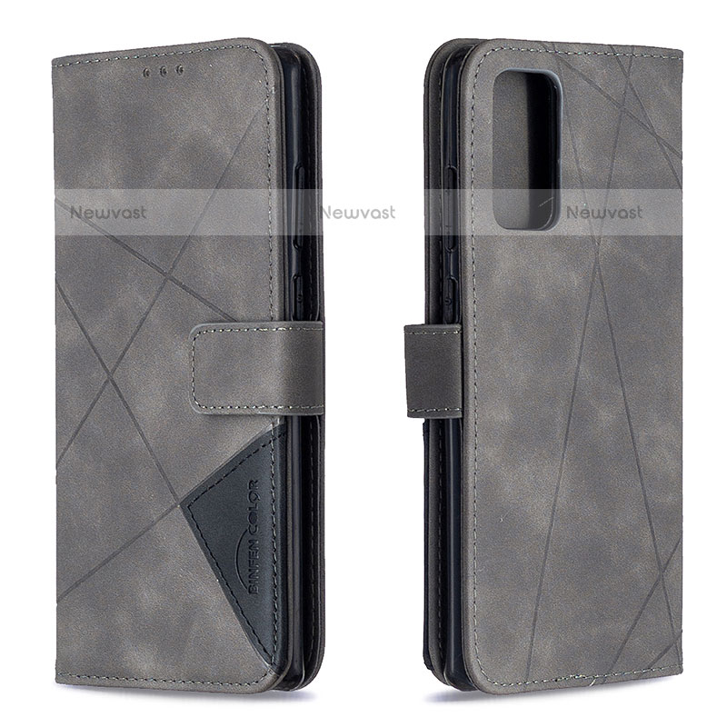 Leather Case Stands Flip Cover Holder B08F for Samsung Galaxy Note 20 5G Gray