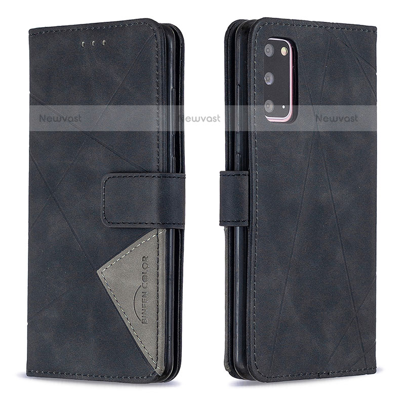 Leather Case Stands Flip Cover Holder B08F for Samsung Galaxy S20 5G Black
