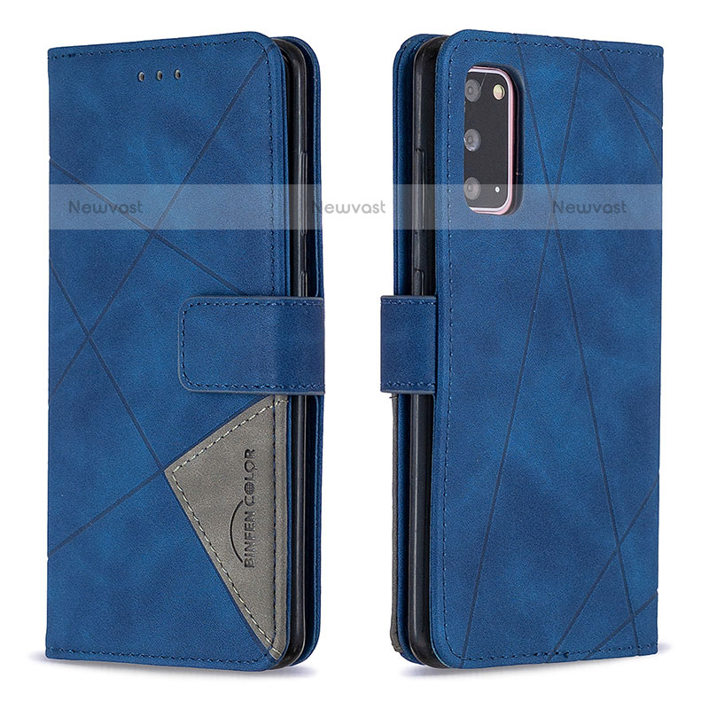 Leather Case Stands Flip Cover Holder B08F for Samsung Galaxy S20 5G Blue