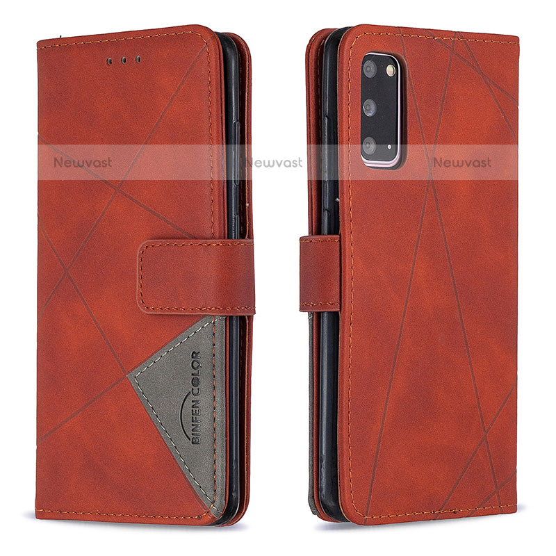 Leather Case Stands Flip Cover Holder B08F for Samsung Galaxy S20 5G Orange