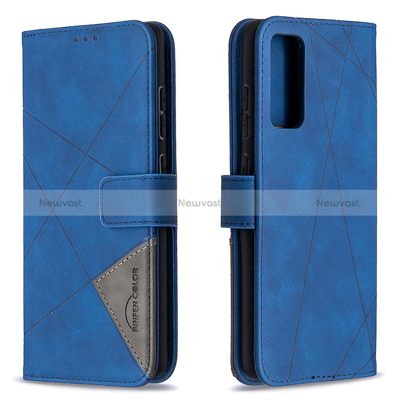 Leather Case Stands Flip Cover Holder B08F for Samsung Galaxy S20 FE 5G Blue