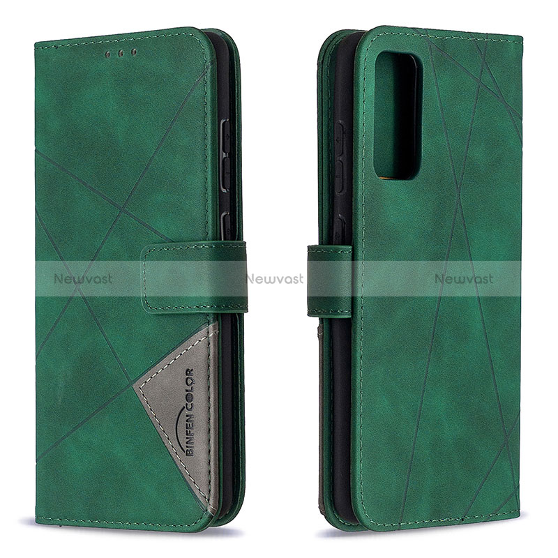 Leather Case Stands Flip Cover Holder B08F for Samsung Galaxy S20 FE 5G Green