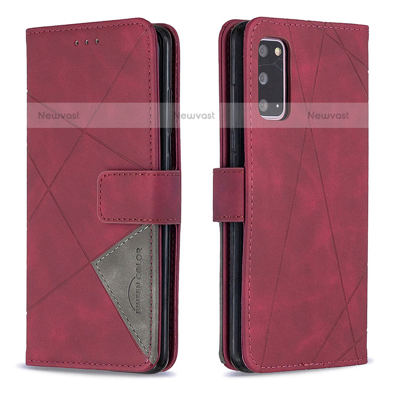 Leather Case Stands Flip Cover Holder B08F for Samsung Galaxy S20 Red