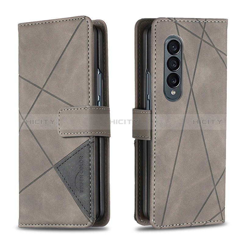 Leather Case Stands Flip Cover Holder B08F for Samsung Galaxy Z Fold4 5G Gray