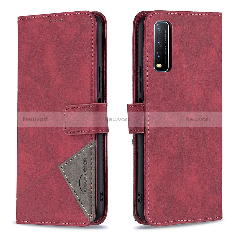 Leather Case Stands Flip Cover Holder B08F for Vivo Y12s