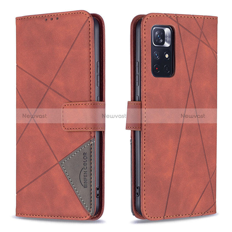 Leather Case Stands Flip Cover Holder B08F for Xiaomi Redmi Note 11S 5G