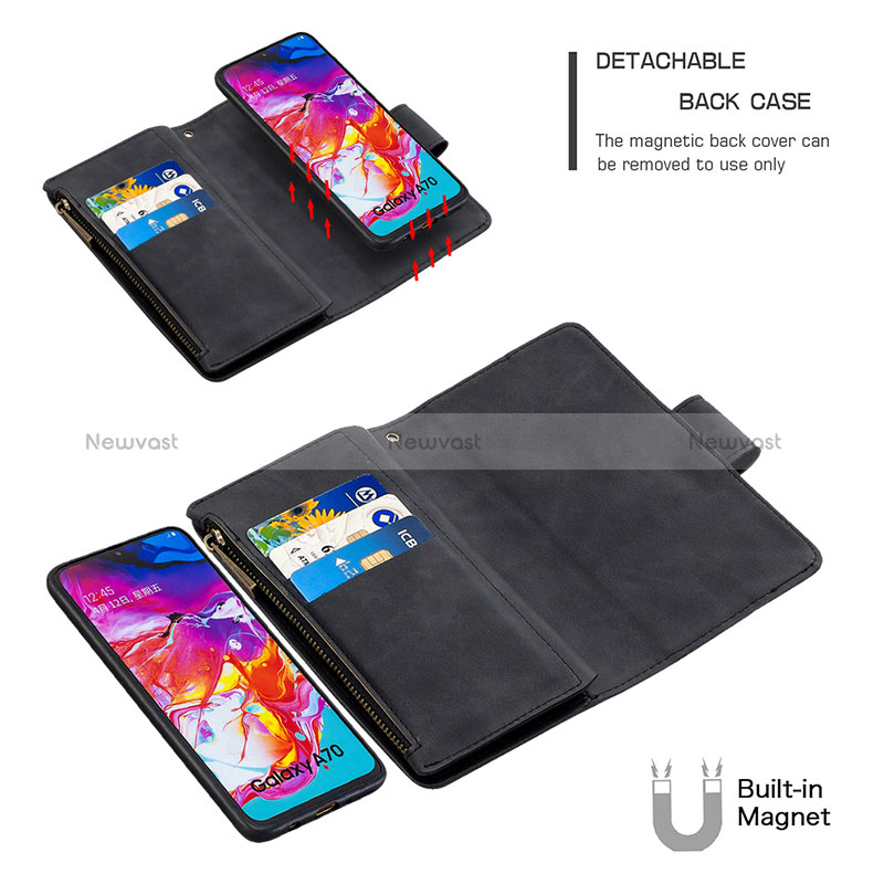 Leather Case Stands Flip Cover Holder B09F for Samsung Galaxy A70