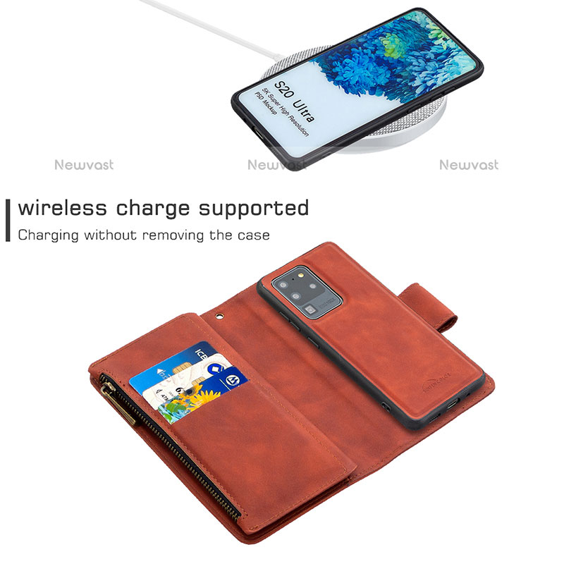 Leather Case Stands Flip Cover Holder B09F for Samsung Galaxy S20 Ultra