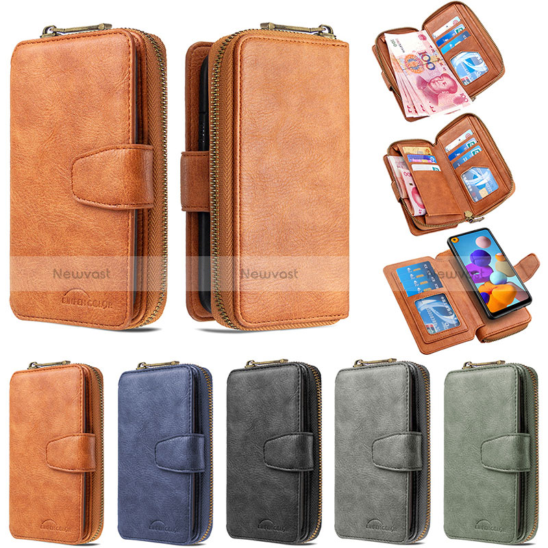Leather Case Stands Flip Cover Holder B10F for Samsung Galaxy A21