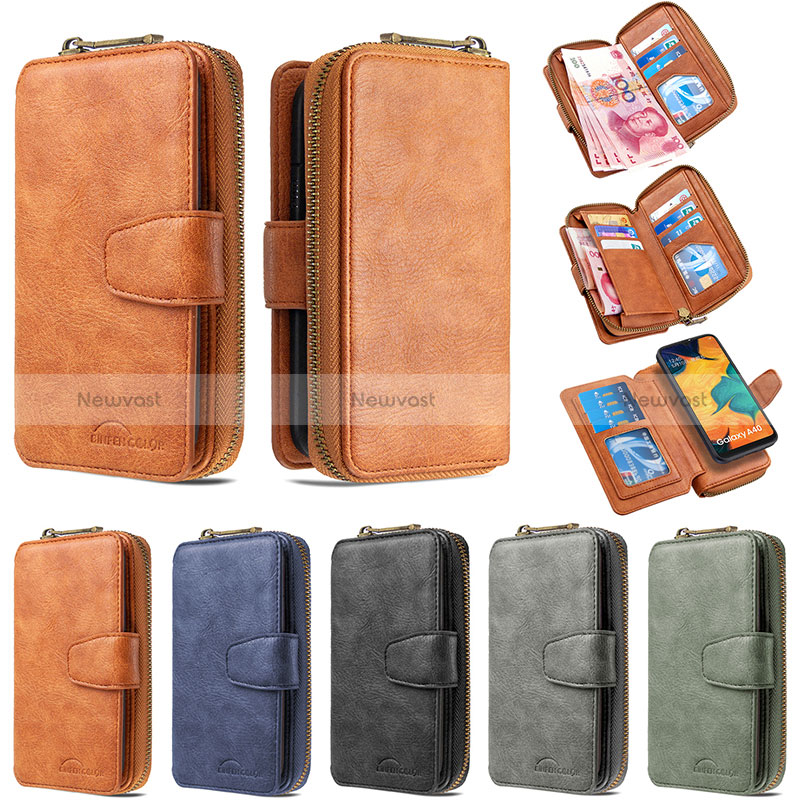 Leather Case Stands Flip Cover Holder B10F for Samsung Galaxy A40