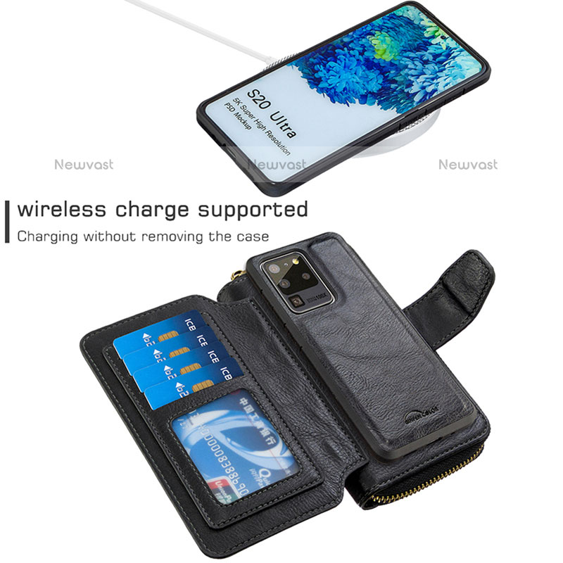 Leather Case Stands Flip Cover Holder B10F for Samsung Galaxy S20 Ultra 5G