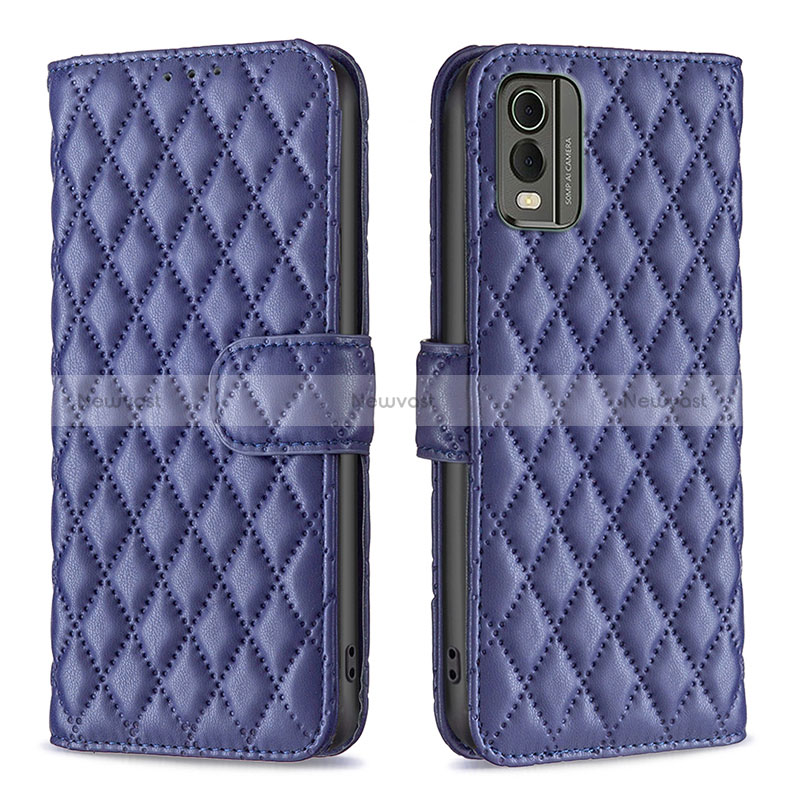 Leather Case Stands Flip Cover Holder B11F for Nokia C32 Blue