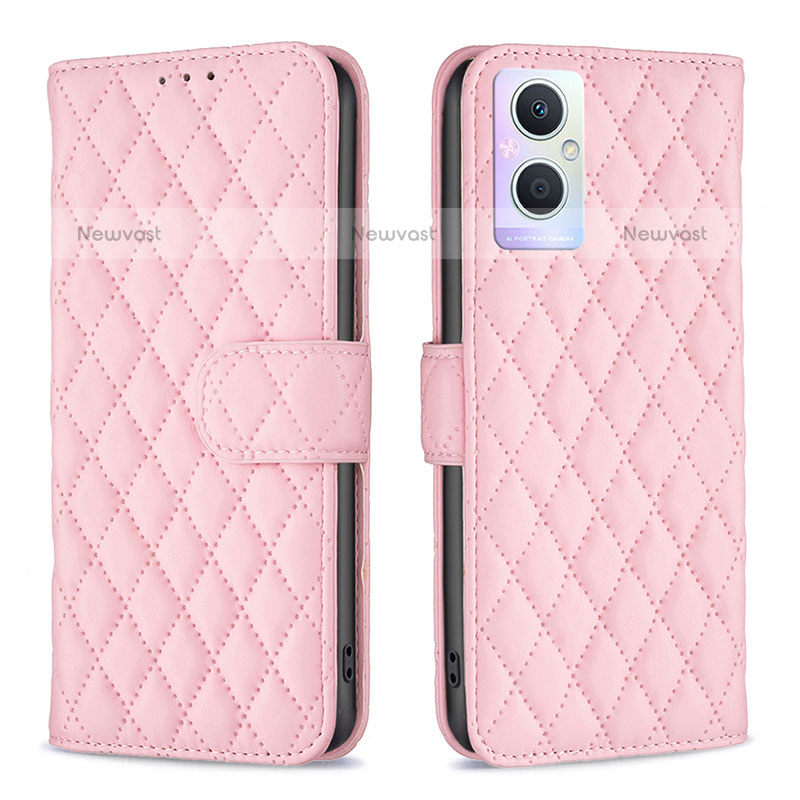 Leather Case Stands Flip Cover Holder B11F for OnePlus Nord N20 5G Rose Gold