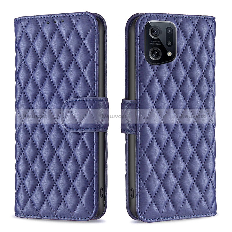Leather Case Stands Flip Cover Holder B11F for Oppo Find X5 5G Blue
