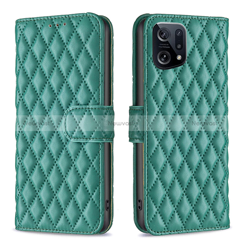 Leather Case Stands Flip Cover Holder B11F for Oppo Find X5 5G Green