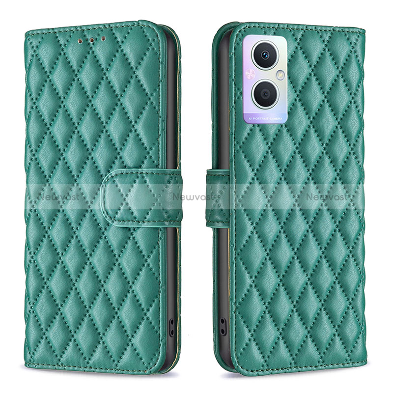Leather Case Stands Flip Cover Holder B11F for Oppo Reno7 Lite 5G Green