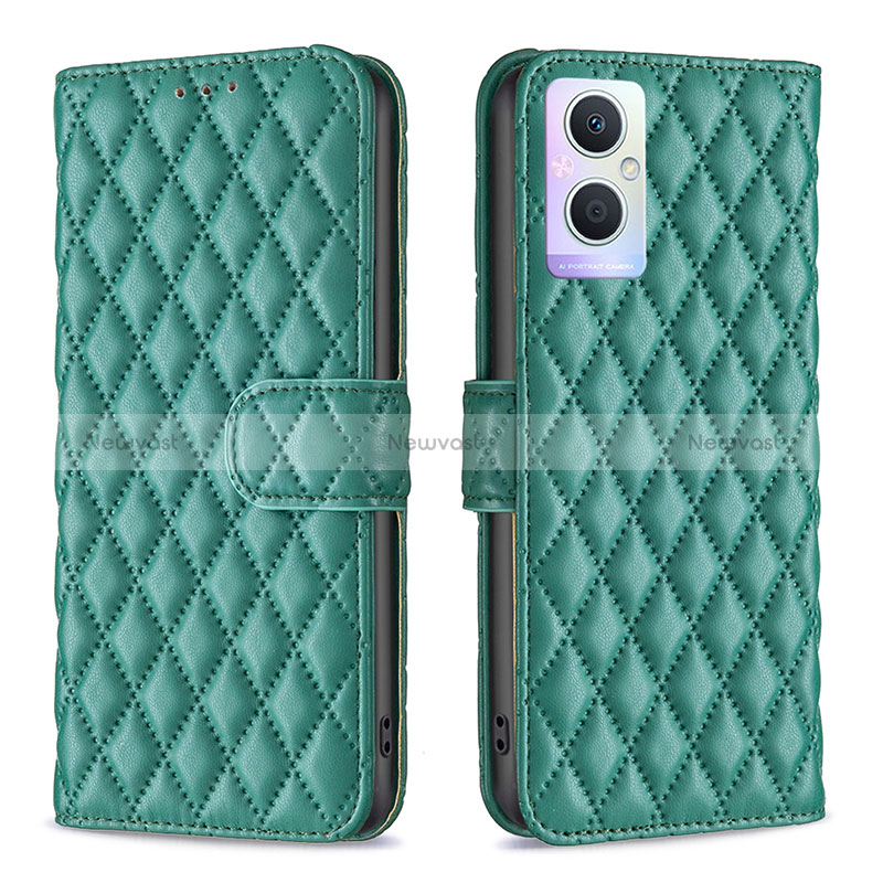 Leather Case Stands Flip Cover Holder B11F for Oppo Reno8 Z 5G Green